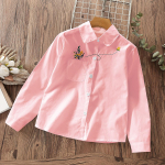 Paauglių mokykliniai mar&scaron;kinėliai mergaitei Palaidinė Medvilniniai palaidinės ilgomis rankovėmis nėriniuoti Vaiki&scaron;ki rūbai Pavasario ruduo Kūdikių Drabužiai Vaikams 6 7 10 14Y 4T rožinė