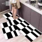 Juodai balti geometriniai virtuvės kilimai ir kilimėliai Neslystantys 40x60cm 40x120cm paprasti vonios kilimėlių rinkiniai 2 dalių miegamojo kilimėlis 40x60cm+40x120cm