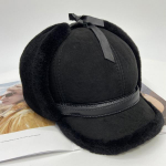 Vilnonė kepurė moterims Vyrams Unisex pūkuota žieminė &scaron;ilta ausų dangtelis Bomberis Sniego kepuraitė avių kirpimas sovietinės trapper kepurės Ushanka 55-62cm juoda
