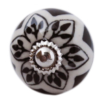 Les Tr&eacute;sors De Lily [A3135] - Bouton meuble c&eacute;ramique 'Boho' gris noir argent&eacute; - 60x40 mm pilka
