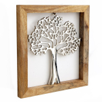 Les Tr&eacute;sors De Lily [R8317] - Cadre tableau bois m&eacute;tal 'Arbre de Vie' argent&eacute; - 31x29 cm
