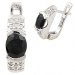 Sidabriniai auskarai su natūraliu safyru (0467214) safyras