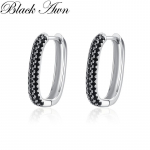 Juoda Awn Black Stone Juvelyriniai žiediniai auskarai moterims