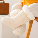 (Projektorius)Žiemos kūdikiai berniukai mergaičių kojinės storos megztos trumpos kojinės kietos &scaron;iltos medvilninės vaiki&scaron;kos kojinės kūdikiams kūdikiams antislipinės kojinės ant grindų S tamsiai pilka spalva