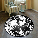 &Scaron;iuolaikinis Yin ir Yang apvalus kilimas Apkalbų apvalus kilimas Svetainė 60cm by 60cm