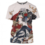 3D mar&scaron;kinėliai vyrams Japoni&scaron;ko stiliaus trumpomis rankovėmis Geisha Print O-Neck Vyri&scaron;ki mar&scaron;kinėliai Dideli mar&scaron;kinėliai Vyri&scaron;ki drabužiai 5XL