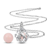 Bola de grossesse en cuivre plaqu&eacute; argent libellule avec grelot rose