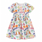 Vasaros mergaičių suknelė Medvilniniai animacinių filmų spaudiniai Princesės suknelė Madingi vaiki&scaron;ki mar&scaron;kiniai 90 balta