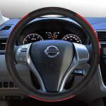 Natūralios odinės vairo dangtis, skirtas Nissan Qashqai Juke Primera Versa Almera Terrano Kicks March Murano 350z Terrano O shape Red