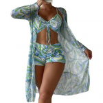3 vnt./komplektas Moteri&scaron;ki maudymosi kostiumėliai kontrastingos spalvos plaukimas belaidis Sweet Swim Wear maudymosi kostiumėlių rinkinys Vandens aktyvumo drabužiai XL žalia