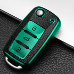 Oda + TPU automobilio nuotolinio valdymo pulto dėklas, skirtas Volkswagen VW Bora Polo Tiguan Jetta Passat B5 B6 B7 Golf Beetle, skirtas Skoda Octavia juoda