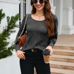 GMXIA moteri&scaron;kos mados kasdienės vienspalvės palaidinės ir mar&scaron;kiniai ilgomis rankovėmis O kaklu S