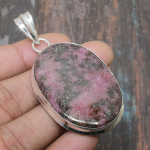 Rodonito brangakmenis rankų darbo masyvus 925 prabos sidabro papuo&scaron;alas pakabukas jai 2.56 Inches rožinė