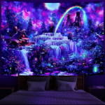 Trippy Planet gobelenas UV reaktyvus krioklys kra&scaron;tovaizdžio kambario dekoras Estetinis psichodelinis sieninis pakabinamas grybas gotikinis namų dekoras 95x73cm
