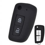 2 mygtukų silikoninis automobilio nuotolinio valdymo pultas, skirtas Nissan X-Trail Juke Qashqai Micra Pulsar 2014 2015 2016 - 2018 laikikliui juoda