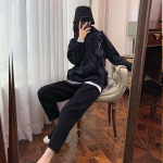 Megztos moteri&scaron;kos kelnės rudeninės ir žiemos vilnonės plačios laisvalaikio kelnės auk&scaron;tu liemeniu, ka&scaron;myro ridikėlių kelnės močiutei