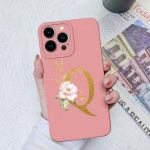 Apple iPhone 13 14 15 Pro Max X XS XR SE telefono dėklo dangtelis skystas mink&scaron;tas matinis silikonas, atsparus smūgiams, gėlių raidės iPhone korpuso buferiui iPhone SE