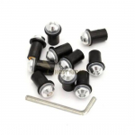 10vnt Motociklo 5mm Priekinio stiklo Varžtai Veržlės Tvirtinimo elementų rinkinys KAWASAKI NINJA 250R/300 ZZR 400 versys 650/1000 sidabras