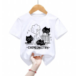 Chemeowstry Classic Vaikų Mar&scaron;kinėliai Drabužiai Mokslas Chemija Vaikų Mar&scaron;kinėliai Mergaitėms Berniukams Mar&scaron;kinėliai Mielas Juodas Katė Vaikų Mar&scaron;kinėliai 90cm