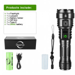 2000M prožektorius LED žibintuvėlis 500W baltas lazerinis didelio galingumo žibintuvėlis USB įkraunamas galingas žibintuvėlis žibintuvėlis rankinė lempa with 26650,box juoda