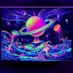 UV fluorescencinis gobelenas Blacklight Under the Sea Gobelenas Hipis Miegamojo gotikos stiliaus namų dekoras Estetinis kambario dekoravimas Boho dekoras 95x73cm