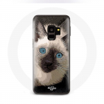 Coque pour samsung galaxy S9 plus Chat Siamois Noir et blanc aux Yeux Bleus