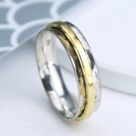 Sukamas Žiedas Rankų Darbo Dviejų Spalvų Žiedas, Dėliojamas Žiedas, 925 Sterlingas Sidabro, Dizainerio Žiedas, Vestuvių Metinių Dovana, Unisex Žiedas 6