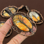 Natural Malinga Jasper Gemstone Handmade Copper Wire Wrap Pendant 3.70 i8w03