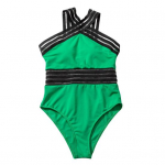 Moteri&scaron;ki seksualūs &bdquo;Monokini Crossover Halter&ldquo; vientisi maudymosi kostiumėliai, sujungiantys auk&scaron;tą juosmenį S formos maudymosi kostiumėliai paplūdimio drabužiai M žalia