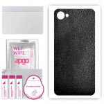 apgo Protective Skin Sticker for the back compatible with HTC Desire 12, Wrap Film, Foil, Vinyl - Pattern Black Leather
