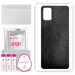 apgo Protective Skin Sticker for the back compatible with Umidigi A11 Pro Max, Wrap Film, Foil, Vinyl - Pattern Black Leather