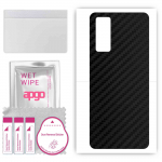 apgo Protective Skin Sticker for the back compatible with ZTE Axon 20 4G, Wrap Film, Foil, Vinyl - Pattern Carbon Black