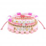 5 vnt. / rinkinys Dainininkės meilužės elastinė apyrankė su raidžių spaudiniais polimero molio karoliukai apyrankė vasaros paplūdimio Bohemijos sluoksniuota draugystės apyrankė 10