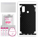 apgo Protective Skin Sticker for the back+sides compatible with Honor Play 4T, Full Wrap Film, Foil, Vinyl - Pattern Carbon Black