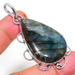Natural Labradorite Gemstone Handmade 925 Sterling Silver Pendant 2.32 n3p09