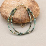 3 mm dvisluoksnės afrikieti&scaron;ko jaspio karoliukų žavingos apyrankės su magnetine sagtimi paauksuota Bohemijos sruogų apyrankė, moteri&scaron;ki papuo&scaron;alai