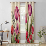 Gėlių Tulpių Lapų Langų Užuolaidos Svetainei Prabangios Miegamojo Užuolaidos Virtuvės Žaliuzės Užuolaidos 135W x 60H(cm) x1