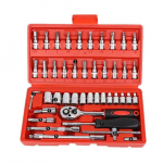 46 vnt. Automobilių remonto įrankis, Remontinis galinis raktas, Skraidantis reketinis raktų rinkinys 1 set (46pcs) raudona