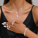 BLINGBAY moteri&scaron;kų papuo&scaron;alų rinkinys Saldus romanti&scaron;kas retro stiliaus vestuviniai aksesuarai kalnų kri&scaron;tolo auskarai, kaklo papuo&scaron;alai, apyrankių rinkinys mergaitėms, &scaron;iuolaiki&scaron;ki papuo&scaron;alai, dovana