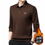 Rudens ir žiemos nauji vyri&scaron;ki laisvalaikio mar&scaron;kinėliai ilgomis rankovėmis Vidutinio amžiaus laisvi atlapo vir&scaron;us plius aksominiai pastorinti polo mar&scaron;kinėliai M