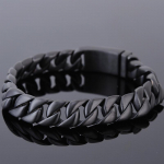 &Scaron;lifuotas juodas nerūdijantis plienas ant rankų apyrankės Vyri&scaron;kos vintažinės vyri&scaron;kos apyrankės svarbios 12 mm sankabos grandinėlė, vyri&scaron;kų papuo&scaron;alų priedai 18CM juoda