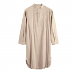 Kaftan laisvalaikio vyri&scaron;ki chalatai miegui Vienspalviai naktiniai mar&scaron;kinėliai ilgomis rankovėmis O kaklo laisvalaikis Vyri&scaron;ki naktiniai chalatai Arabi&scaron;ki mar&scaron;kiniai m chaki