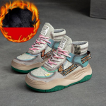 &bdquo;Johnature&ldquo; natūralios odos suvarstomi batai moteri&scaron;ki sportbačiai mi&scaron;rių spalvų retro stiliaus laisvalaikio patogūs sportbačiai su platforma 36-Plush pilka