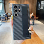 Itin plonas silikoninis elastingas rie&scaron;o dirželio dėklas su anglies pluo&scaron;to tekstūra Samsung Galaxy S24 S23 Ultra Plus, smūgiams atsparus kietas PC dangtelis For Samsung S24Ultra juoda