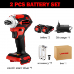 ONEVAN 588N.M sukimo momento be&scaron;epetis elektrinis atsuktuvas 5 greičių akumuliatorinis smūginis gręžtuvas su 3 LED lempučių baterija, skirta Makita 18V įrankiui 2 Battery-EU