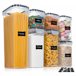 Virtuvės 7 vnt maisto konteinerių rinkinys be BPA plastikinė hermeti&scaron;ka laikymo dėžutė su 10 lipdukų ir ra&scaron;ikliu 7pcs-set