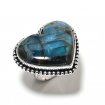 Labradorite Gemstone Handmade 925 Sterling Silver Jewelry Ring Size 8.5 g8e25