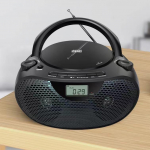 Ne&scaron;iojamas stereo CD grotuvas Boombox su AM/FM radiju, Bluetooth garsiakalbiu, USB atkūrimu juoda