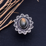 Natural Labradorite Gemstone Handmade 925 Sterling Silver Ring Size 10.5 n7i26