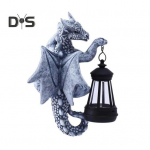 Drakono medžio glėbys su saulės žibintu, atsparus oro sąlygoms lauko sodo kiemo takas terasa vejos dervos drakono figūrėlės statulos puo&scaron;mena pilka